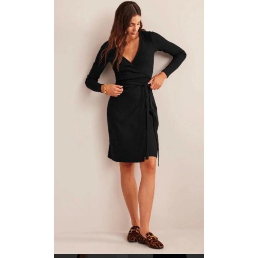 Boden Navy Bue Jersey Knit Long Sleeve Wrap Dress  Womens Size‎ US 4R